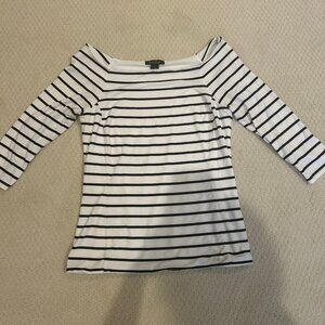 White House Black Market 3/4 Sleeve Striped Top